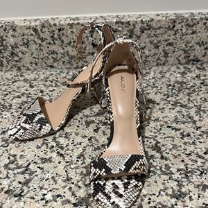 Aldo Snakeskin Pattern Heels - Black and Cream